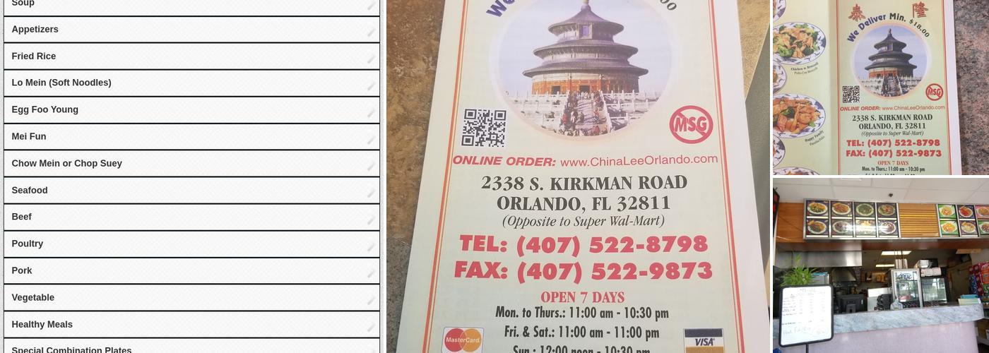 China Lee Menu