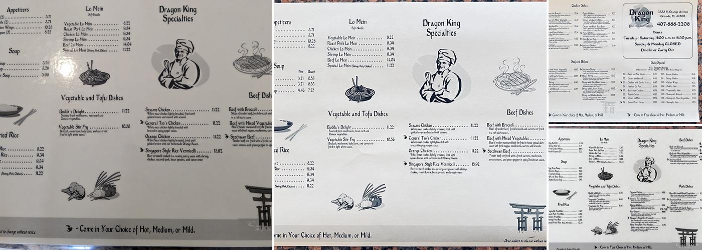 Dragon King Menu