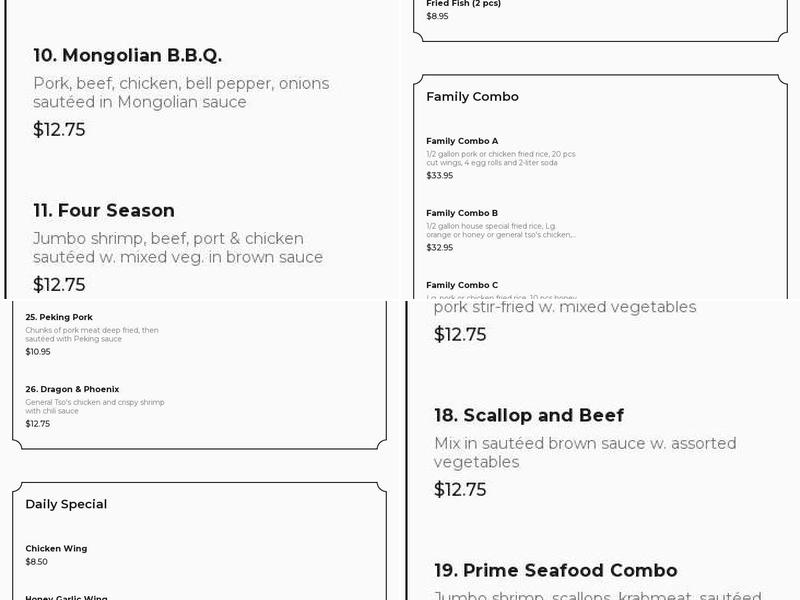 Chinese Delight Menu
