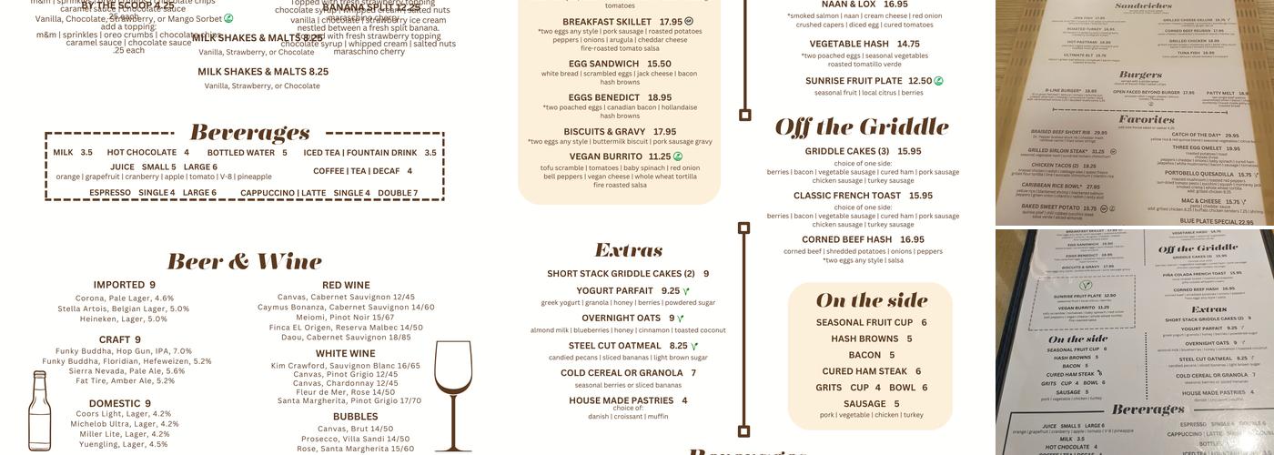 B-Line Diner Menu