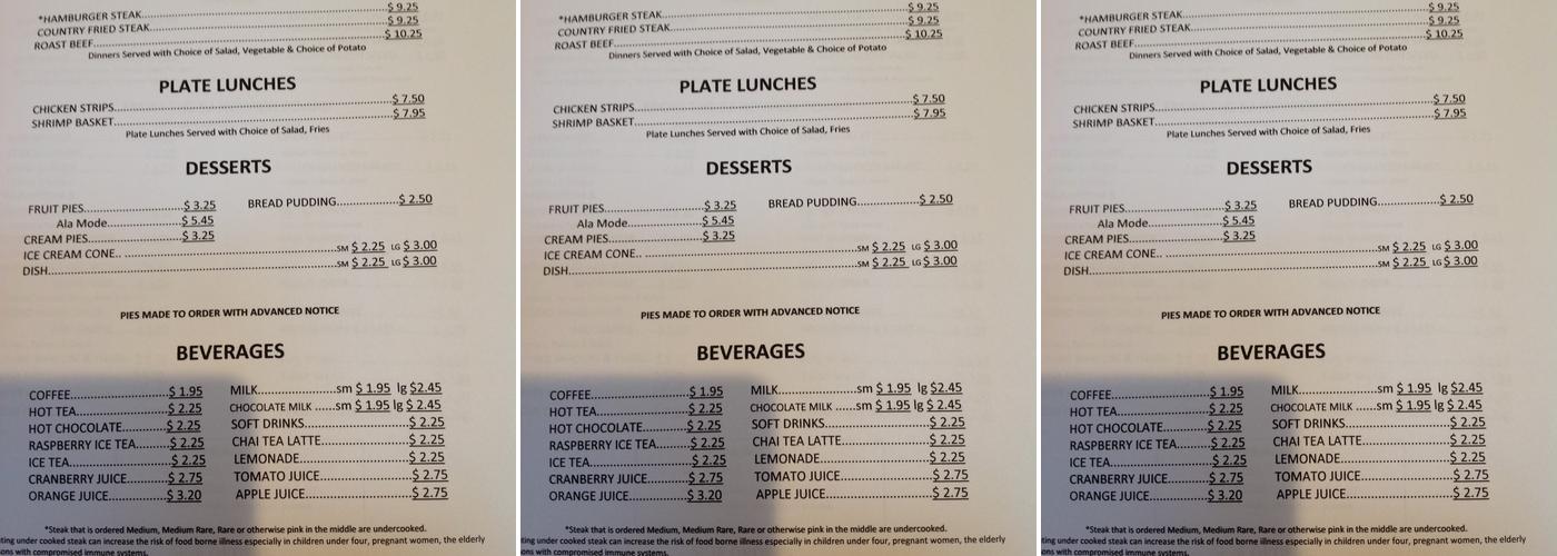 Greenwood's Cafe Menu