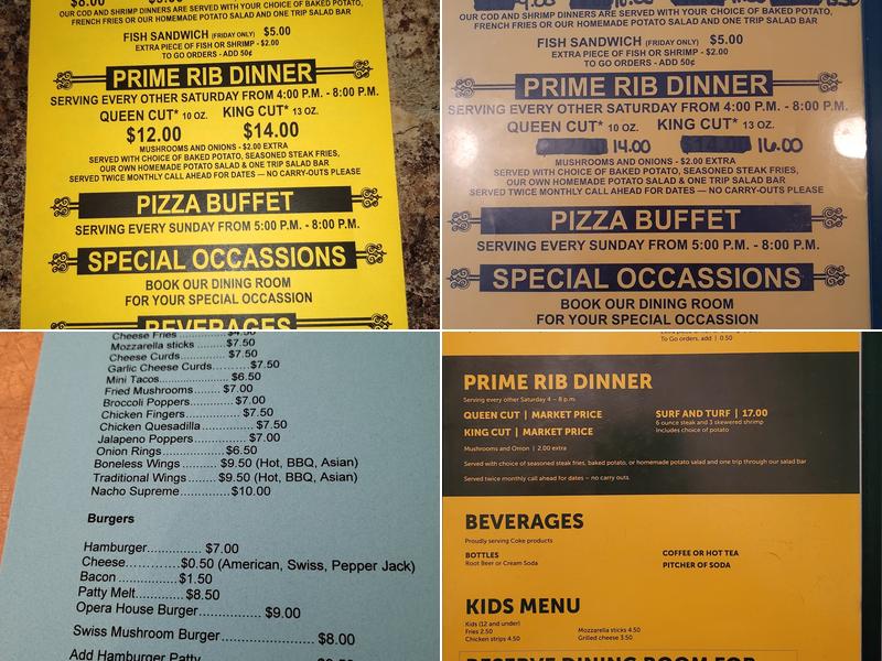 Opera House Bar & Grill Menu