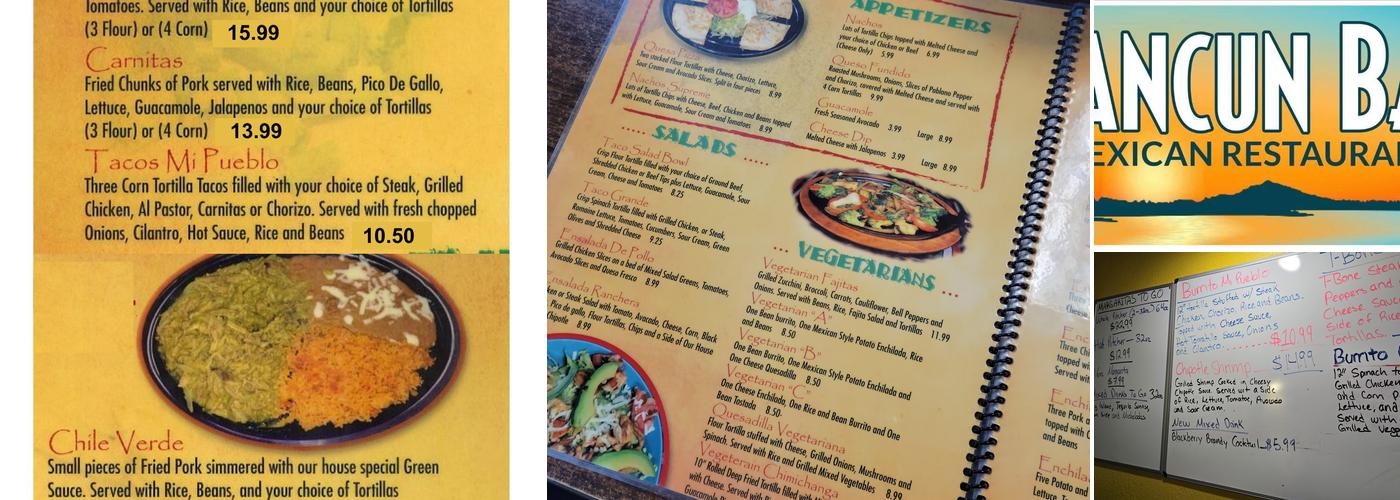 Cancun Bay Menu
