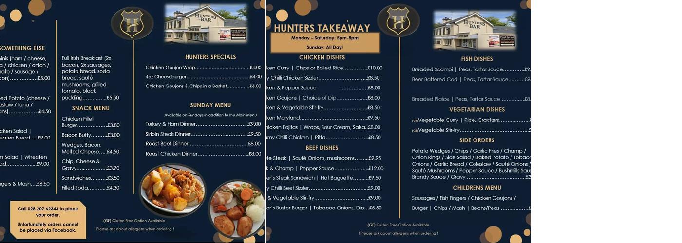 Hunters Bar Menu