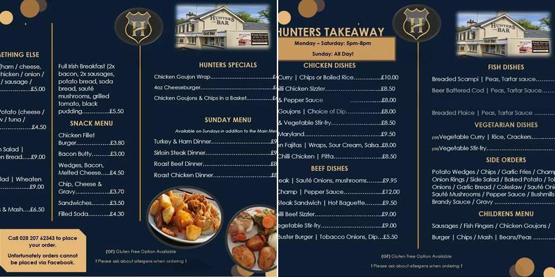 Hunters Bar Menu