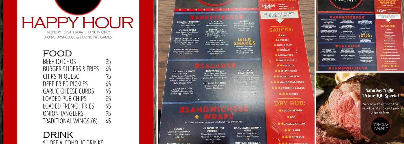 TAPHOUSE TWENTY Menu