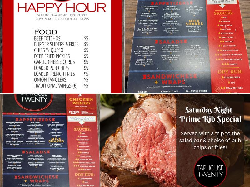 TAPHOUSE TWENTY Menu