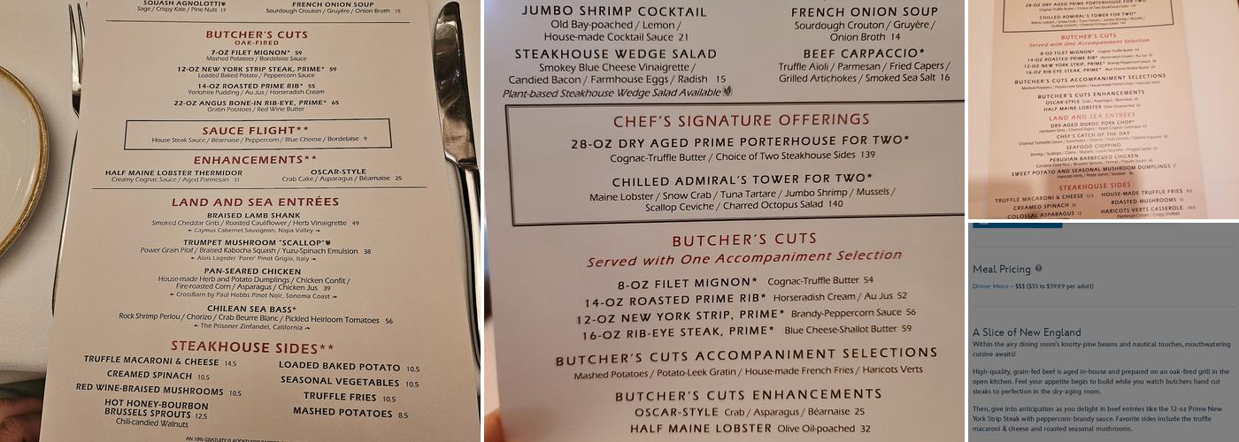 Yachtsman Steakhouse Menu