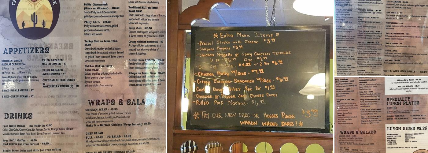 The Rustler Cafe Menu