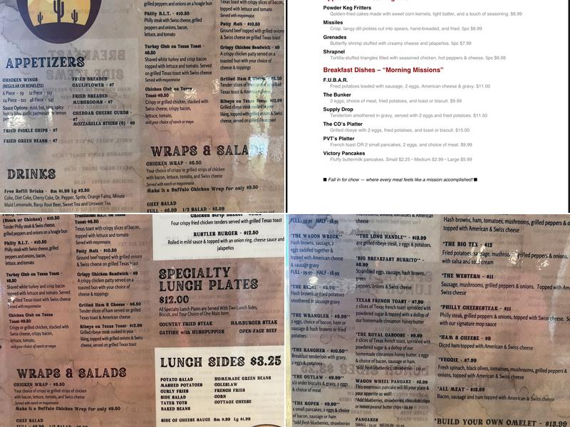 The Rustler Cafe Menu