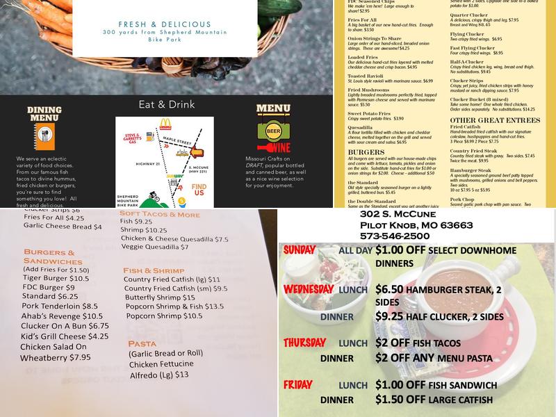 the FDC (Fort Davidson Cafe) Menu