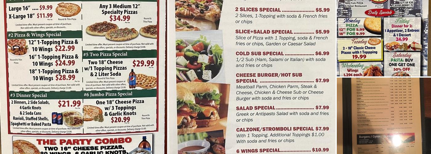 Digino's Pizza Bar & Grill Menu