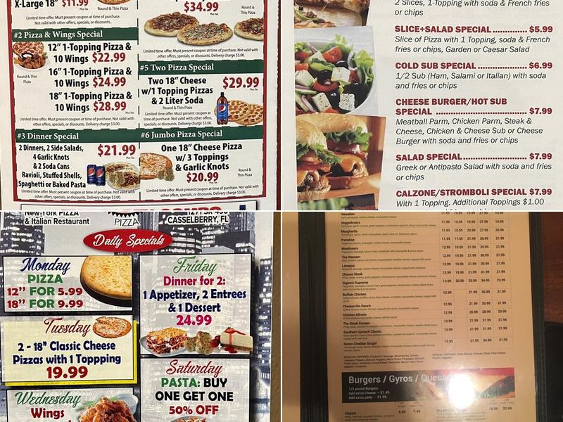 Digino's Pizza Bar & Grill Menu