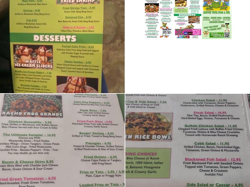 Froggers Grill & Bar Menu