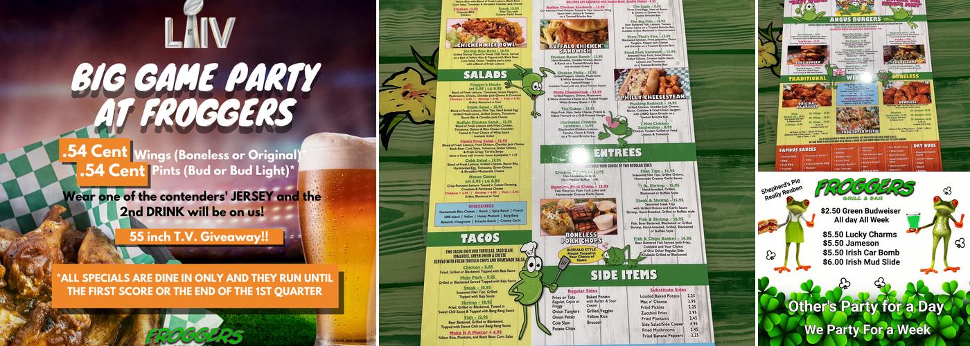 Froggers Grill & Bar Menu