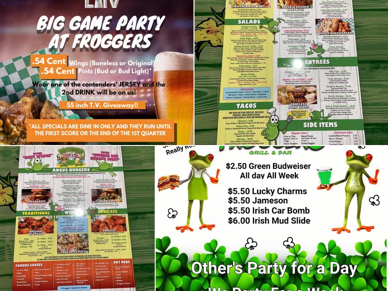 Froggers Grill & Bar Menu