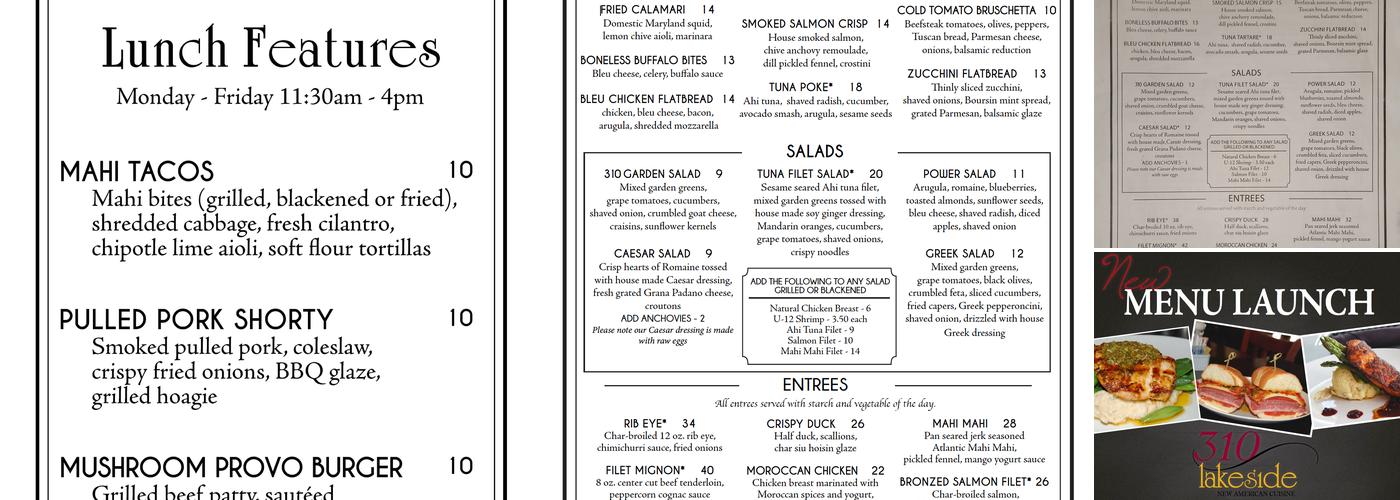 310 Lakeside Menu