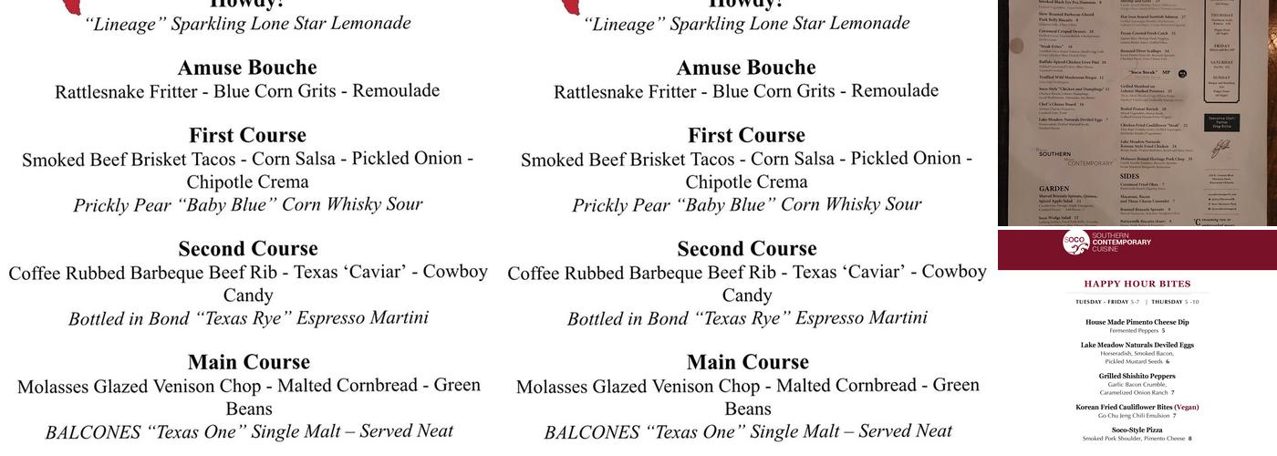 Soco Thornton Park Menu