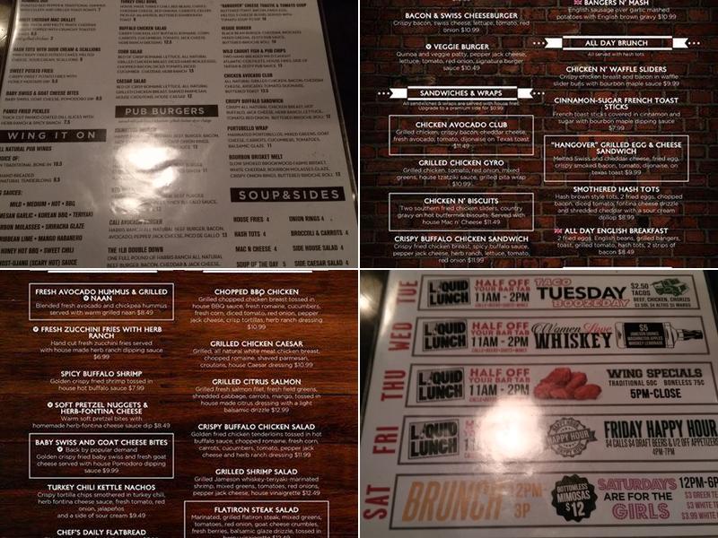 Underground Public House Menu