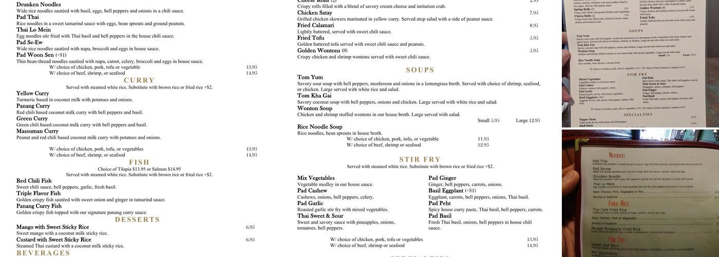 Thai Cafe Menu