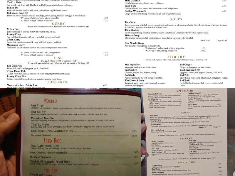 Thai Cafe Menu