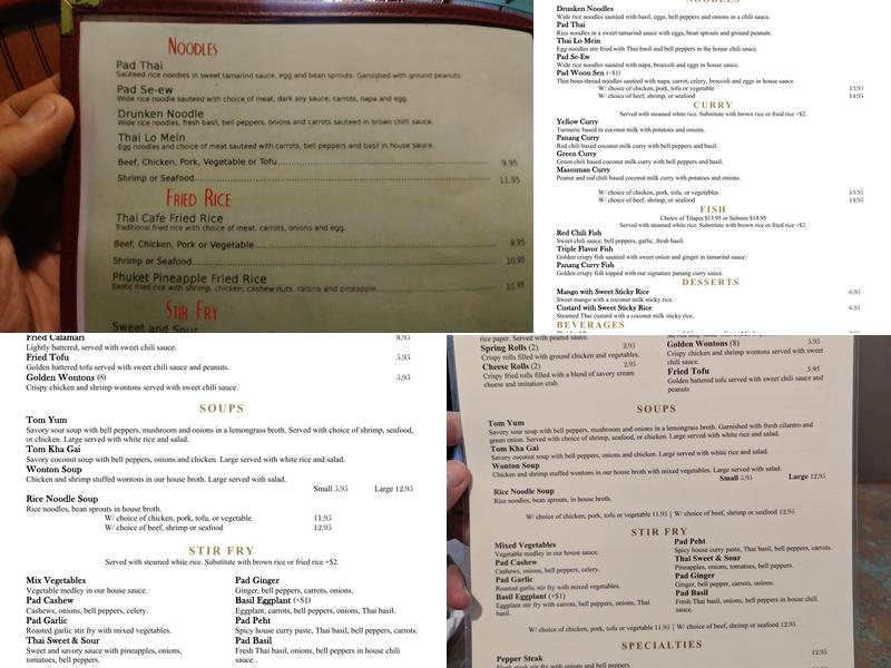 Thai Cafe Menu
