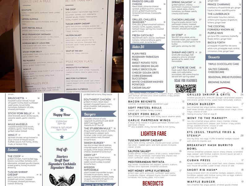 The Stubborn Mule Menu