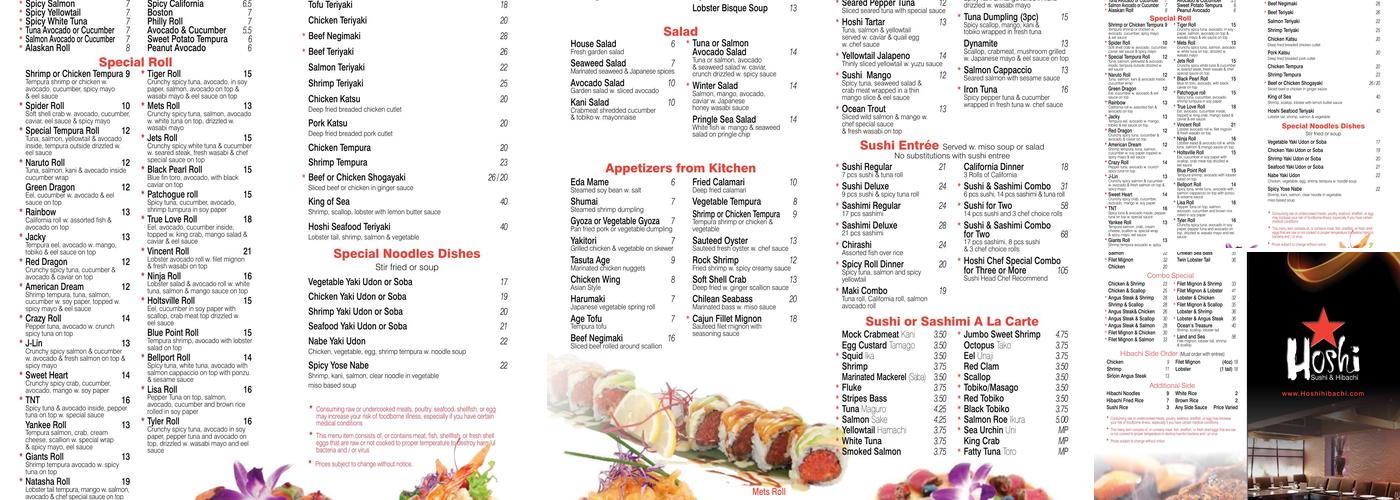 Hoshi Hibachi & Sushi Menu