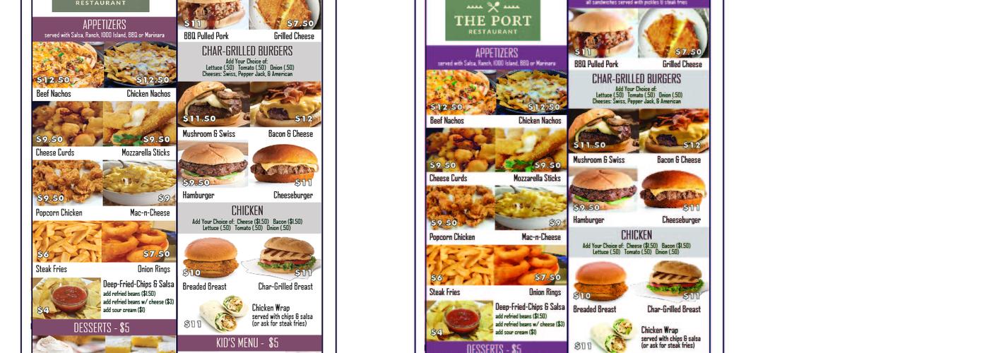 The Port Restaurant and Lounge Menu