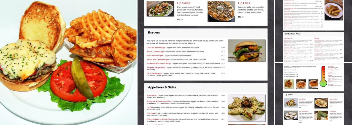 Chick's On The River Menu