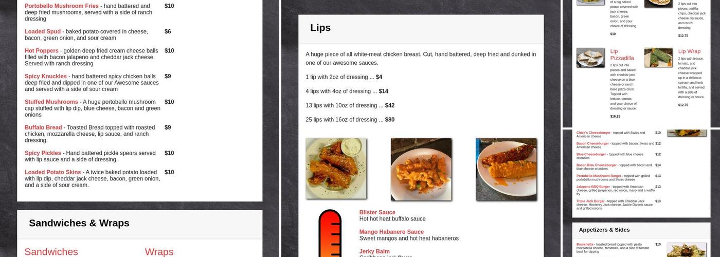 Chick's On The River Menu