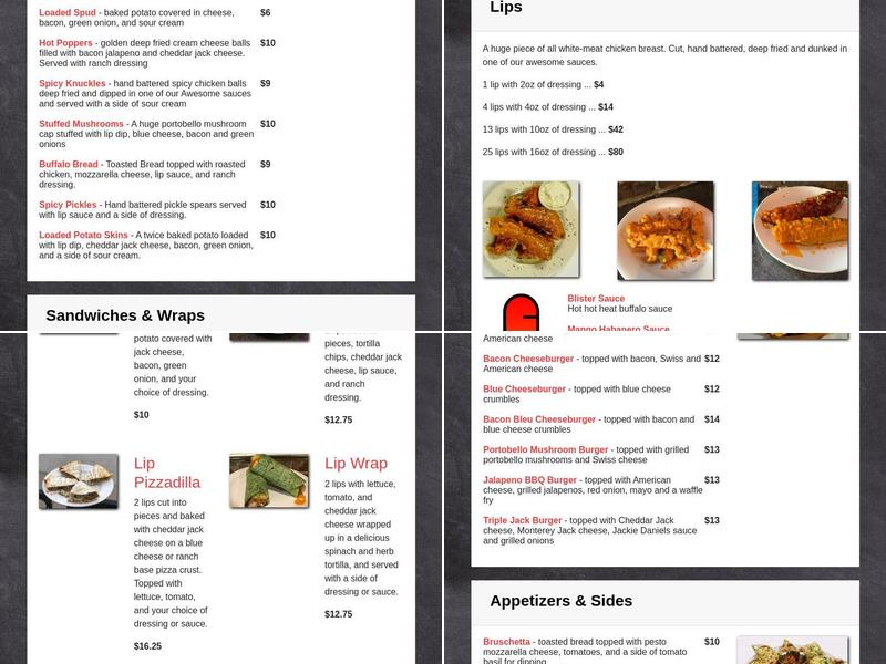 Chick's On The River Menu