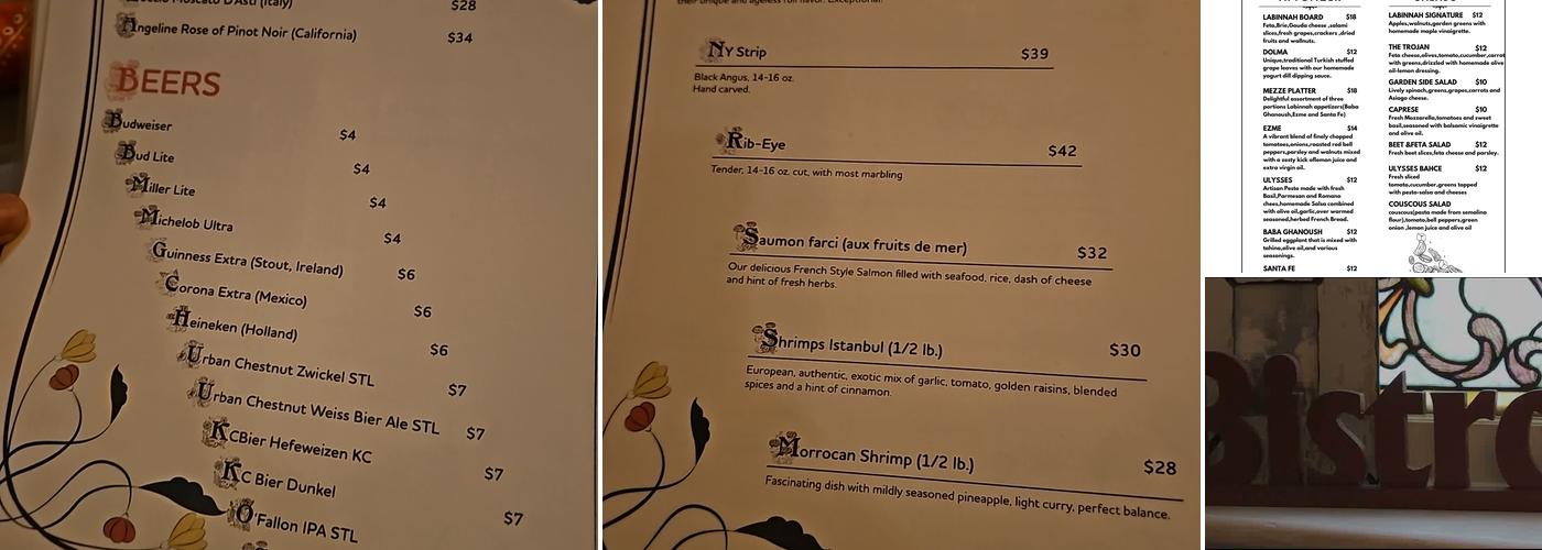 LaBinnah Bistro Menu