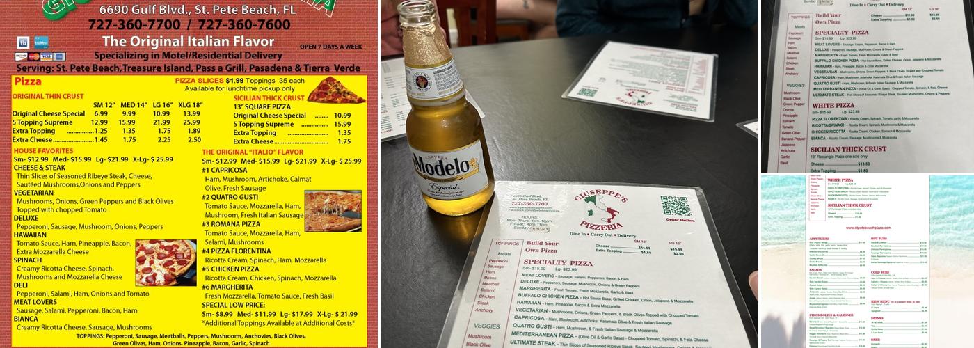 Giuseppe's Pizzeria Menu