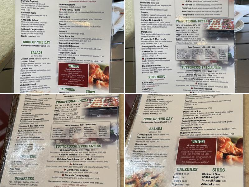 Tuttorosso Restaurant & Pizzeria Menu