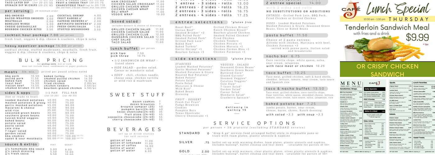 Cafe J Menu