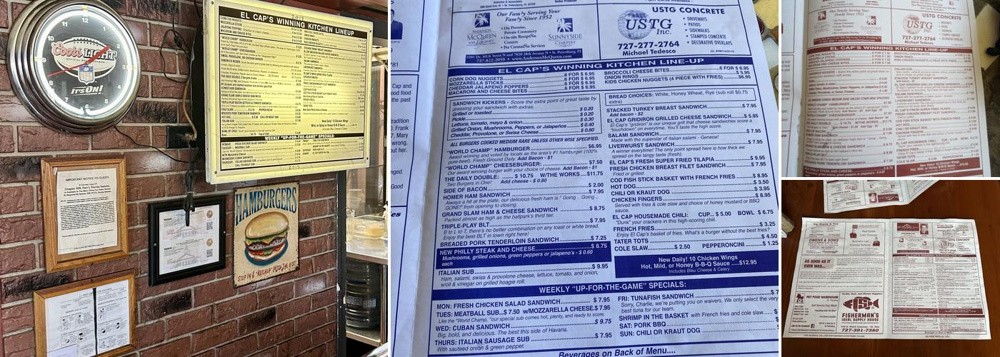 El Cap Restaurant Menu