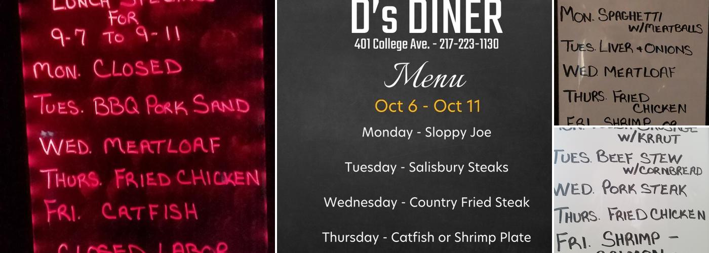 D's Diner Menu