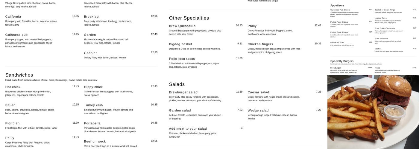 Brewburgers Taphouse Menu