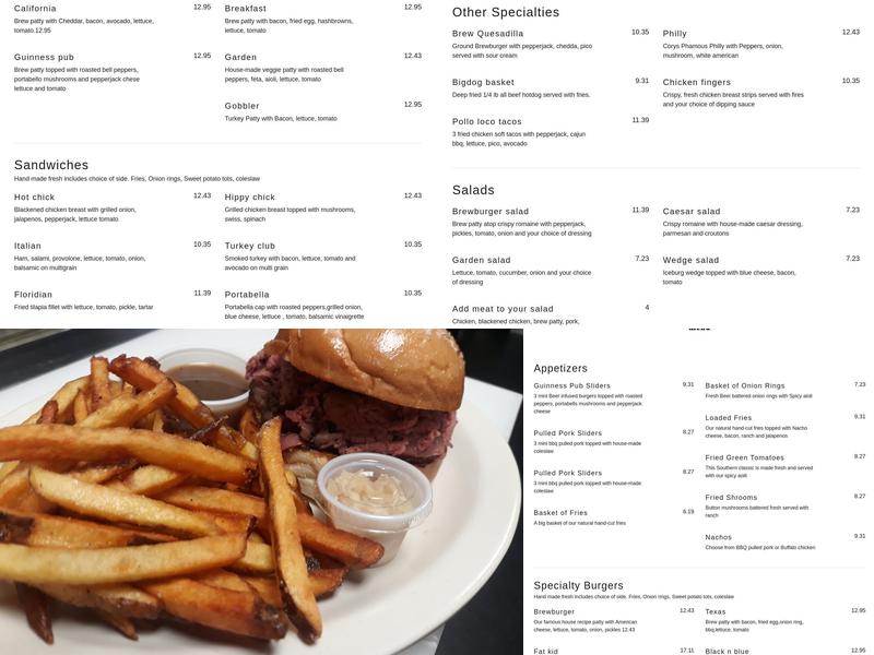 Brewburgers Taphouse Menu