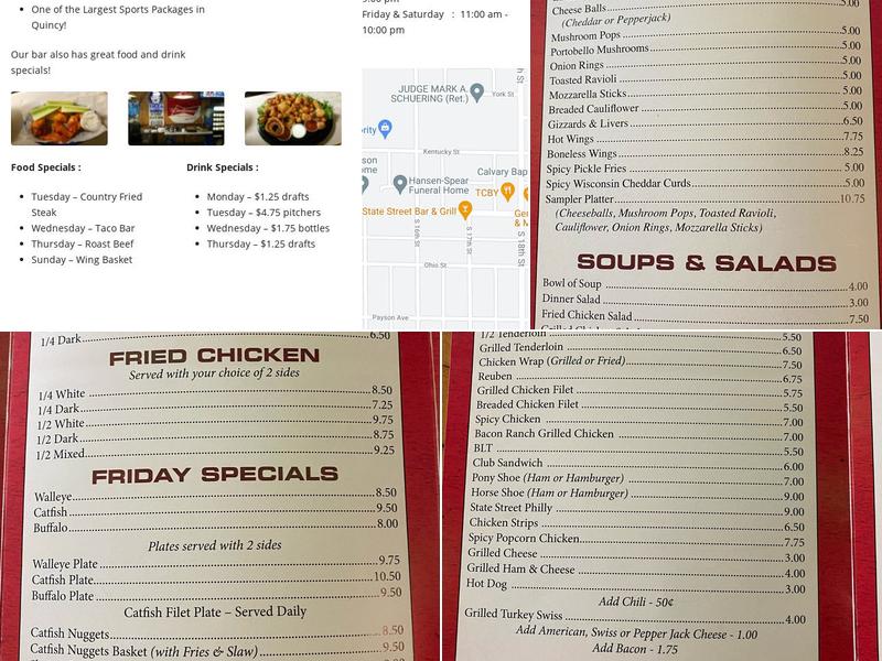 State Street Bar & Grill Menu