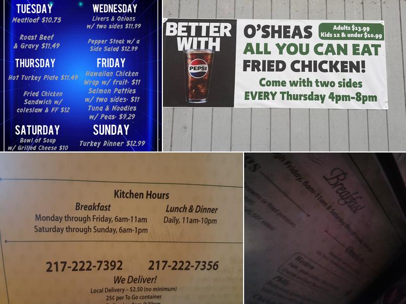 O'Shea's Menu