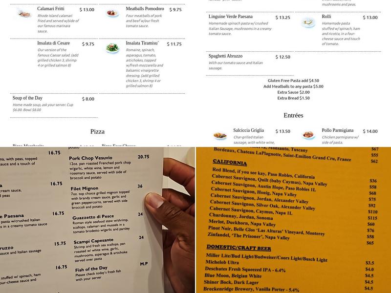 Tiramisu Menu