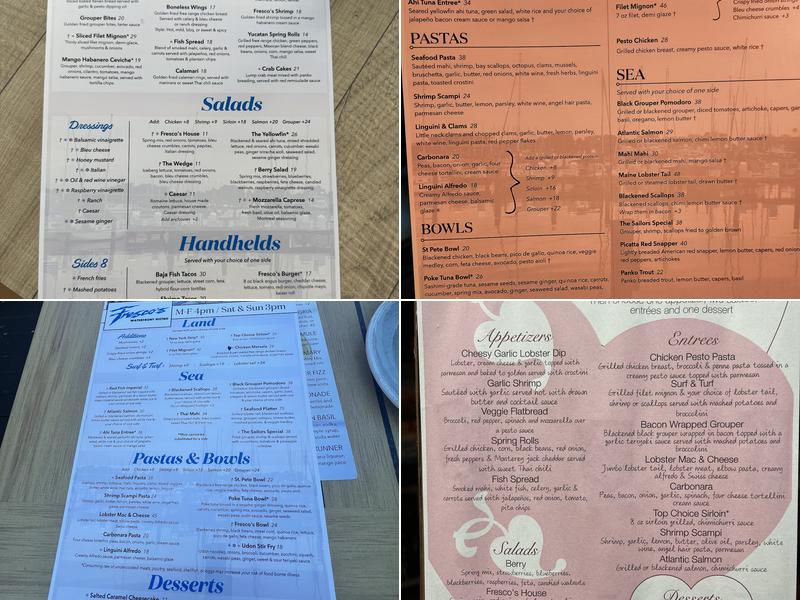 Fresco's Waterfront Bistro Menu