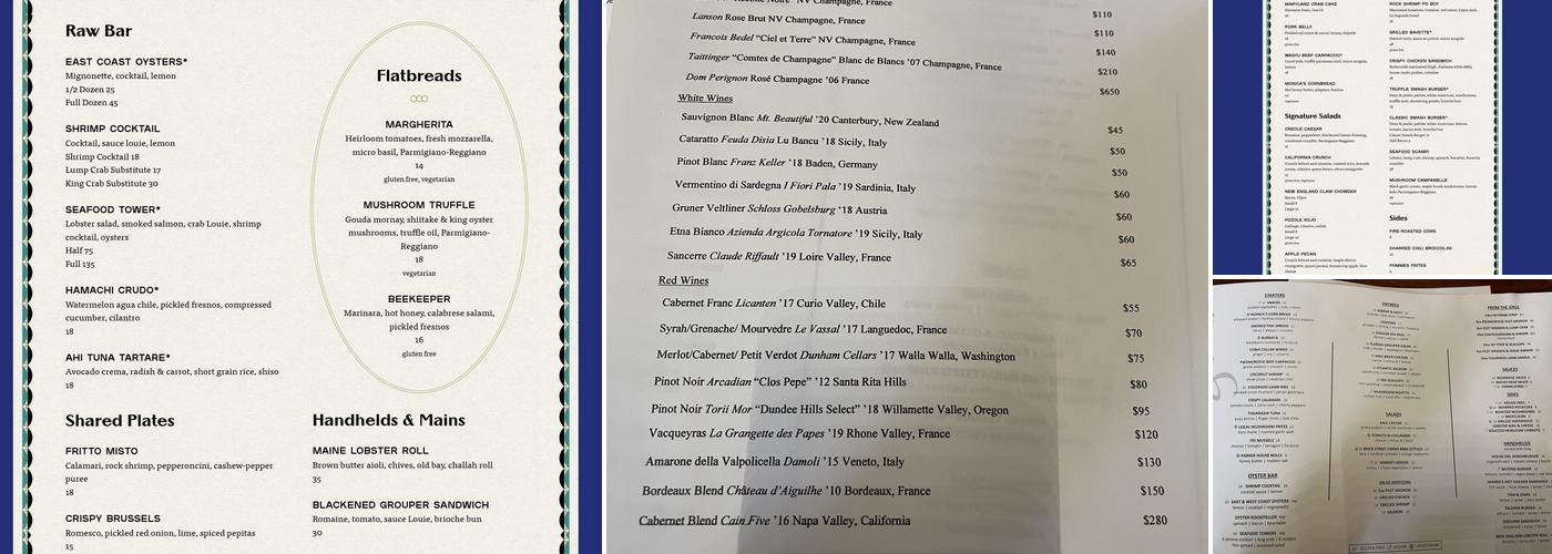 Juno & The Peacock Menu