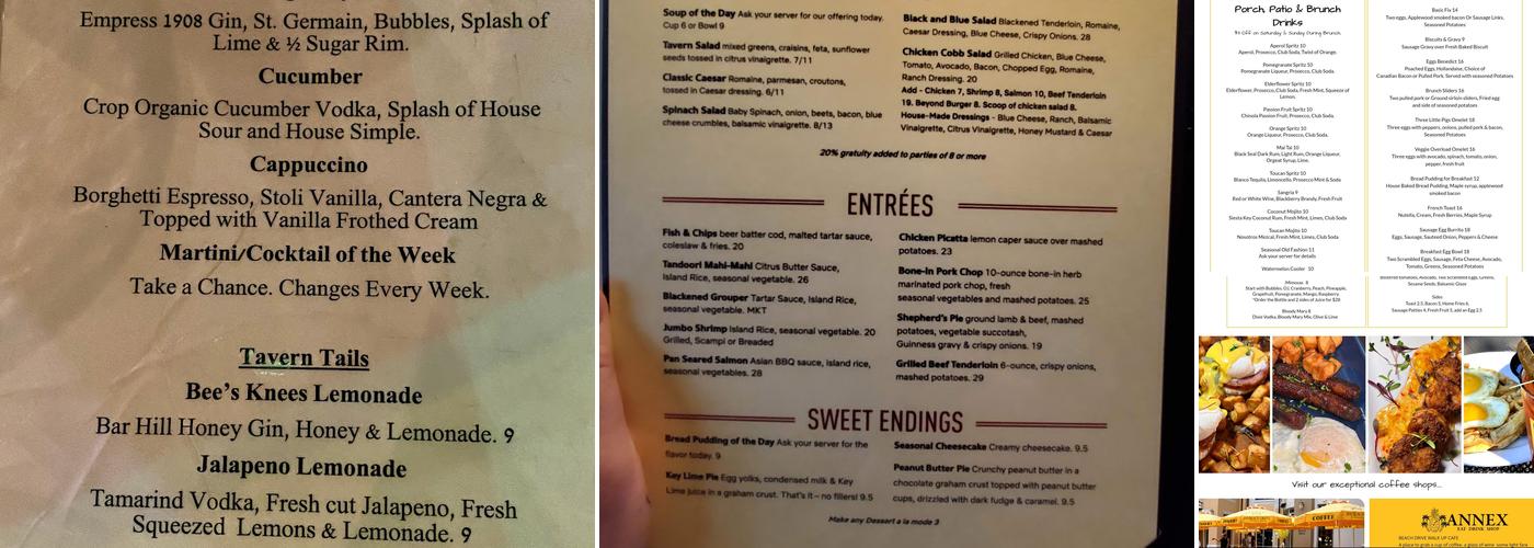 Three Birds Tavern Menu