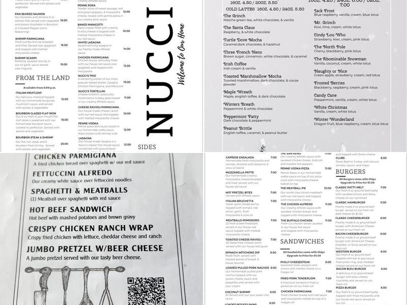 Nucci's Pasta House Menu