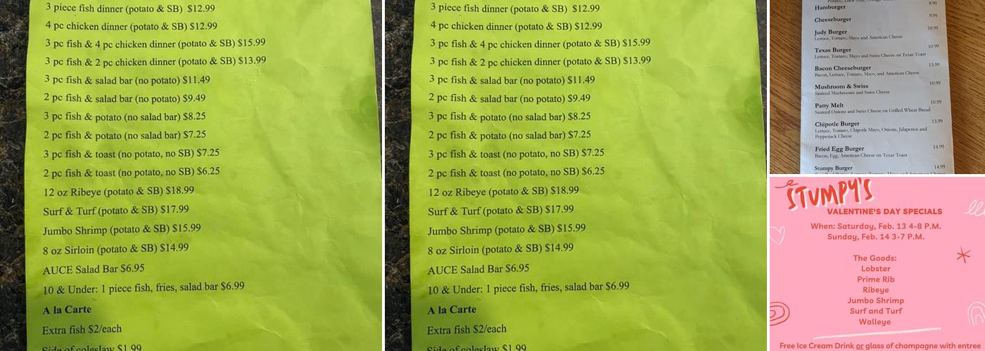 Stumpy's Restaurant & Bar Menu