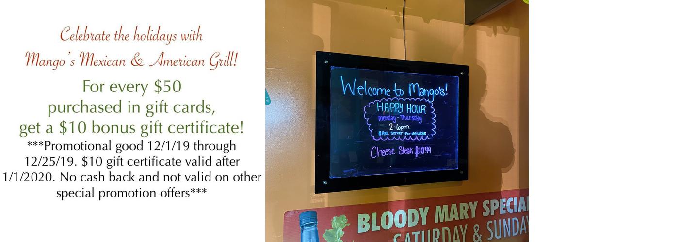 Mango's Mexican & American Grill Menu