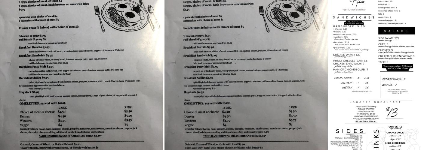 Barry Cafe Menu